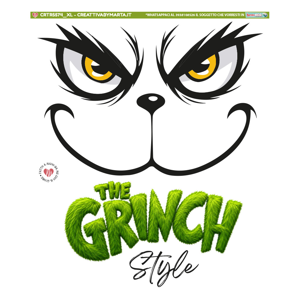 Volto stilizzato del Grinch con scritta verde