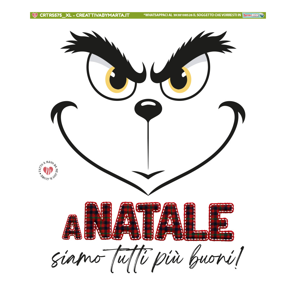 Volto di Grinch con scritta natalizia ironica