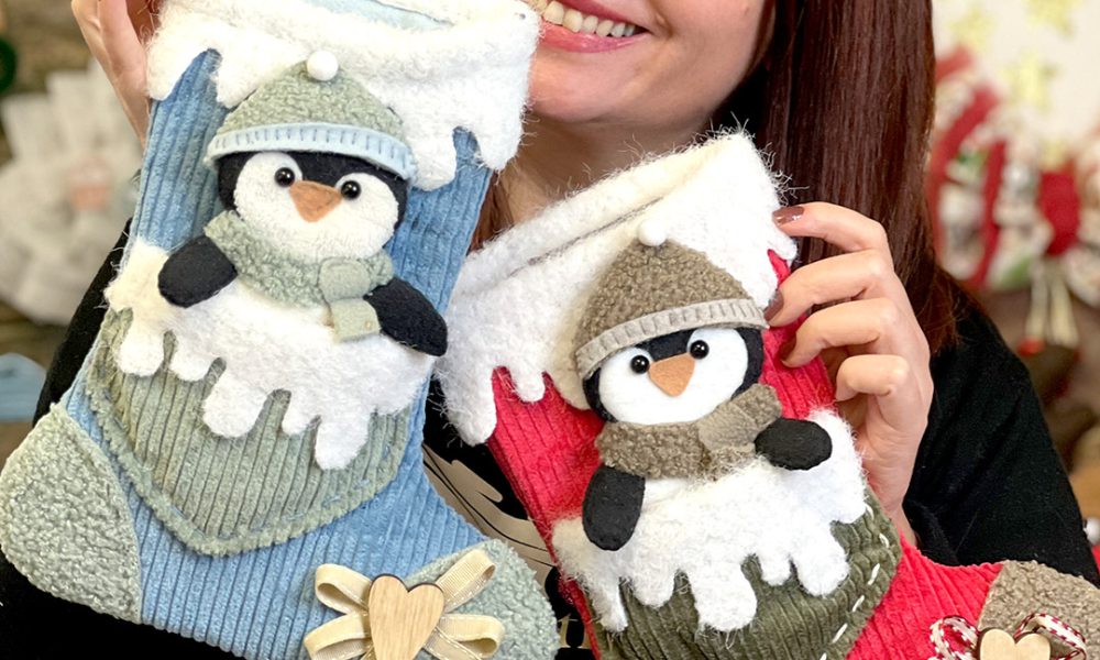 Calze natalizie con pinguini decorativi