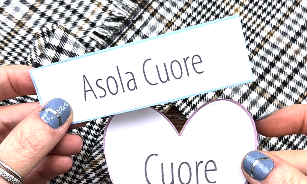 Cartoncini con scritte Asola Cuore e Cuore